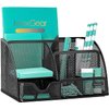 MaxGear Mesh Desk Organizer, Desktop Organizer with Drawer, Office Supplies Multi-Functional Caddy, Metal Stationary Black Desk Caddy, 6 Compartments, 8.7 x 5.5 x 5 inch, 1 Pack