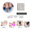 MISUD Medium Coffin Press on Nails, Blue Gradient Fake Nails, Glossy Glue on Nails, Glitter Artificial False Nails with Double Side Adhesive Tabs for Women & Girls (24pcs)