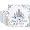Fitumiw 80Pcs Once Upon a Time Paper Napkins Fairytale Princess Disposable Napkins for Girl's Birthday Castle Printed Decorative Napkins for Party Supplies Table Decor (Blue and Silver)