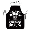 Granbey Funny Vegan Cooking Chef Apron - Eat Veggies Not Friends BBQ Baking Waterproof Apron Cute Black Bib Aprons with Long Waist Ties for Kitchen Party