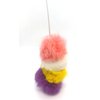 Kats'N Us Rabbit Fur Pom Pom Cat Teaser Wand - Light Pink, White, Yellow, Purple