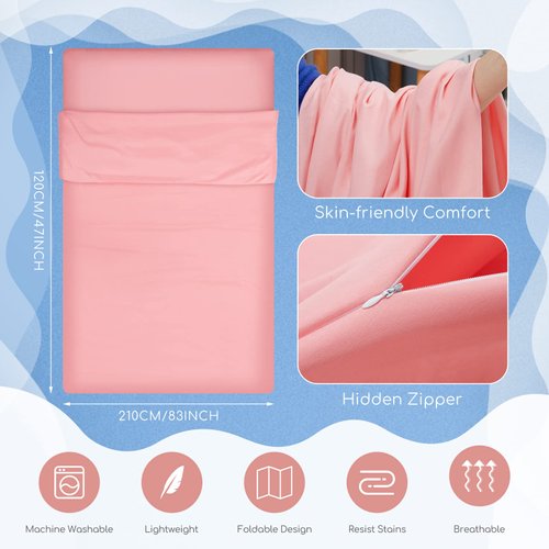 Irenare Self Tan Sleep Bag Self Tanning Bed Sheet Protector Travel Camping Sheet Sleep Bag Adult Lightweight Sleeping Bag Liner Self Tanner Sleep Bag(Pink)