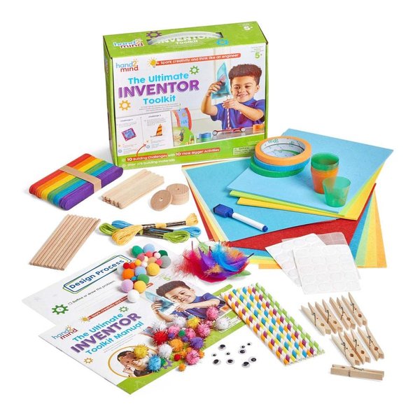 hand2mind Ultimate Inventor Toolkit, Ages 5+, Kids Inventing Kit, Ultimate Craft Kit, Science Projects for Kids, Engineering Toys for Kids, STEM Building Toys, Kids First Science Kit, STEM Activities