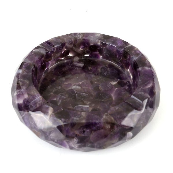 Yoption Amethyst Ashtray, Resin with Tumbled Chip Stones Ashtray, Crystal Ashtray for Living Room Ashtray Holder Decor Tray, Home Office Tabletop Decoration,Gift Ashtray