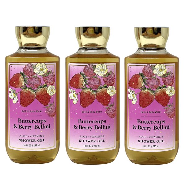 Bath & Body Works Buttercups & Berry Bellini 3 Pack Shower Gel Bundle