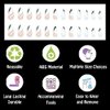 ANDGING French Tip Press on Nails Almond Short Medium White Black Fake Nails Glue on Nails with Bling Glitter Gold Striped Design Acrylic False Nails for Wedding Gel Manicure Stick on Nail with Glue