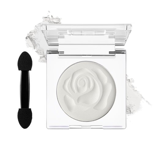 DE'LANCI Single White Eyeshadow Palette Powder, White Highlighter Eyeshadow Base Matte Shade Eyelid, Silky-Smooth High Pigment Waterproof, White Face Paint for Smokey Goth Eye SFX Halloween Makeup,02