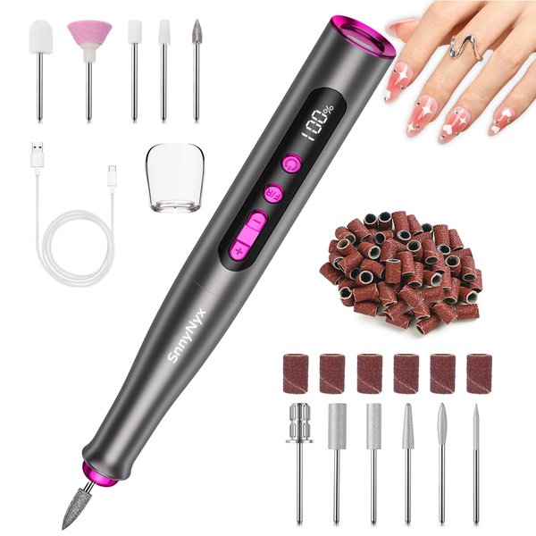 SnnyNyx Electric Nail Drill Professional, Electric Nail File for Acrylic Gel Nails, Nail Filer Electric Nail Grinder for Thick Nails Toenails, Portable Cordless Nail Drill e file Manicure Pedicure kit