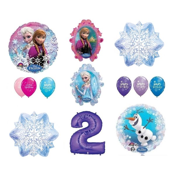 LoonBalloon Anna ELSA OLAF Snowman Snowflake 2nd #2 (12) Birthday Party Balloons Set by LoonBalloon