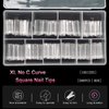 XL No C Curve Square Nail Tips,SWETIDY 500pcs Clear Acrylic Tapered Square Shape Nail Tips Flattened Half Cover False French Nail Tips for Nail Salon and DIY Nail Art with Case
