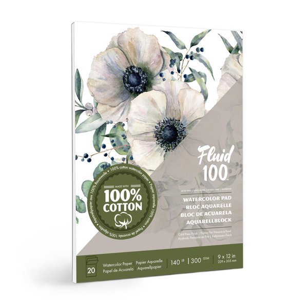 Fluid 100™ Cold Press Paper Pad 9x12, 20 Sheets
