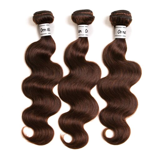 Ornate Hair Light Brown Bundles Human Hair 3 Bundles Brazilian Body Wave Hair Extensions 9A Grade Unprocessed Virgin Hair Light Brown Color #4 Human Hair Extensions(14 16 18 Inch, 4# Body Wave)