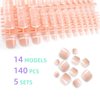 140 Pcs French False Toe Nails Short Square Press on Nails Natural Solid Color Full Cover Fake Nails Artificial Acrylic Nails for DIY Nail Art Salon Women Girls