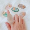 Resin DIY Nail Art Palette, Painting Drawing Color Plate with Adjustable Finger Rings,3pcs Marble Nail Art Palette Ring Gel Polish Mixing Tray Gold Edge Manicure Tool Accessory