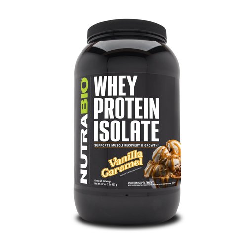 NutraBio 100% Whey Protein Isolate Protein Powder – 25g Protein with Complete Amino Acid Profile, Non-GMO, Soy and Gluten Free, Low Carb and Low Calorie Whey Protein Powder - Vanilla Caramel- 2 Lbs.