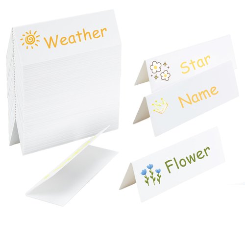 WUPYI Reusable Name Tent Cards,60 Pieces Dry Erase Name Tent Table Cards Desk Name Tags Classroom Wedding Guest Name Plate
