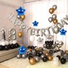 CANREVEL Happy Birthday Banner 13pcs 16 Inch Mylar Foil Letters with 12pcs Star Balloons Birthday Party Decorations for Kids and Adults - 3D Silver Blue