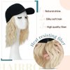 Hairro Cap with Hair Attached For Women Wig Hat with Hair Short Bob style Synthetic Wavy Curly Adjustable Ball Cap Wiggy Hair Extensions 8" 180g #613 Bleach Blonde