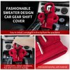 Mystique Maison 2023 New Car Shift Knob Hoodie，Universal Shift Knob Cover,Gear Shift Cover,Cute Gear Shift Knob Hoodie，Car Shifter Stick Protector Decoration (2 pcs.Black+Red)