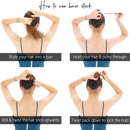 RC ROCHE ORNAMENT 12 Pcs Womens Premium Plastic Strong Hold Updo Chignon Bun Maker Long Spiral Hairpin Beauty Accessory Shawl Pin Fork Chopstick Hair Décor Pins Sticks, Medium Brown