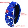 Ronglry 4th of July Headband for Women Patriotic American Flag Headband Red White and Blue Headband Crystal Heart USA Knotted Wide Headbands Independence Day 4th of July Accessories Gifts-Blue