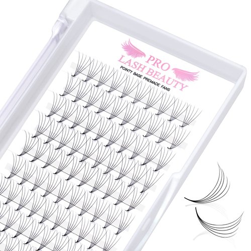 Premade Fans Eyelash Extensions 14D-D-0.05-9mm Premade Volume Lash Extensions Pointed Base Fans 0.05 Premade Volume Fans C D Curl 14D-D-0.05,9mm