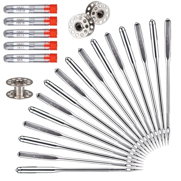 Sewing Machine Needles, 100 PCS Universal Sewing Machine Needle, Compatible with Singer, Brother, Janome, Varmax, Sizes HAX1 65/9, 75/11, 90/14, 100/16, 110/18 (100 PCS)