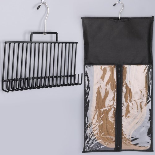 kelukeya Hair Extension Holder Hair Extension Hanger Braiding Hair Rack for Extra Wide Weft Hair Holder for Washing, Coloring and Blow-Drying of Weft, Clip-In, Tape-In Hair Extensions (Black)