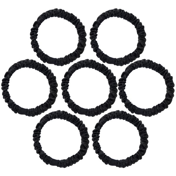 22MM Silk Scrunchies Pack of 7 Pure Mulberry Silk Hair Ties with Elastic Band Silk Scrunchie for Hair No Damage
