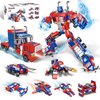 MWLgCrt Transform Building Block Set, 6 in 2 Building Transforming Robot Construction Truck Blocks Toy for Gifts for Kids Boys Girls Age 14+ Year Old (Red)