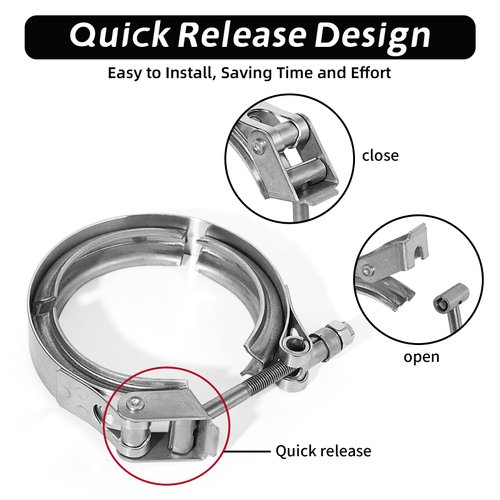 PALOZO 4 Inch Quick Release V Band Clamp, 304 Stainless Steel V-Band Bolt Clamp