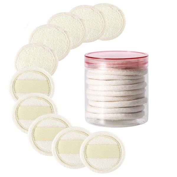 10 Packs Exfoliating Loofah Sponge Loofa Pads,Loofah Face Brush Cleanser and Massager,100% Natural Eco Loofah for Man Women Facial Cleansing Body Wash and Bath Scrubber