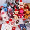 Poen 24 Set Christmas Gift 4 Inch Mini Christmas Stuffed Plush Bear with Santa Hat Scarf Christmas Cards Organza Bags Xmas Stuffed Small Bear Toy Set for Xmas Holiday Party Favor(Vibrant Style)