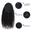 Short Curly Human Hair Ponytail Extension Wrap Drawstring Ponytails for Black Women Remy Human Hair Extensions Small Curly Ponytail with 2 Clips Natural Black (12 Inch)