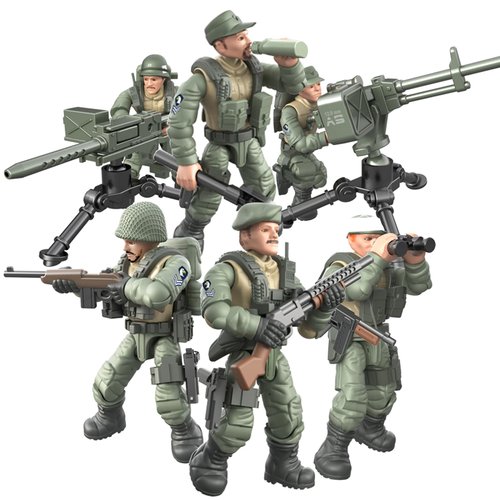 MEIEST 6 PCS Mini Soldier Military Action Figures, Army Model Building Block Toys with Multiple Military Weapons Accessories,Party Favors Set for Kids (Vietnam War U.S. Forces)