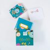Polite Society Recipe Cards and Box Set - 24 4x6 Recipe Cards - Durable Tin Box - Sky Blue Floral Print with Gold Finish - Keep Recipes Protected and Organized