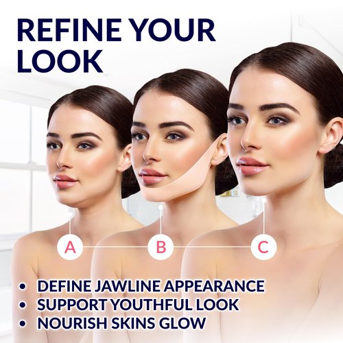 Stylia Double Chin Mask - V Line Chin Strap - Toning Hydrogel Collagen Face Mask with Hyaluronic Acid & Aloe Vera - 5PC