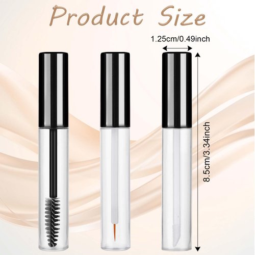 Molain Empty Mascara Tube, 5ML Eyeliner Tube and Lip Gloss Tubes, Eyelash Cream Container Bottle with Rubber Inserts for Castor Oil, Ideal Kit for DIY Cosmetics Clear Travel Bottle(Black,5ml)