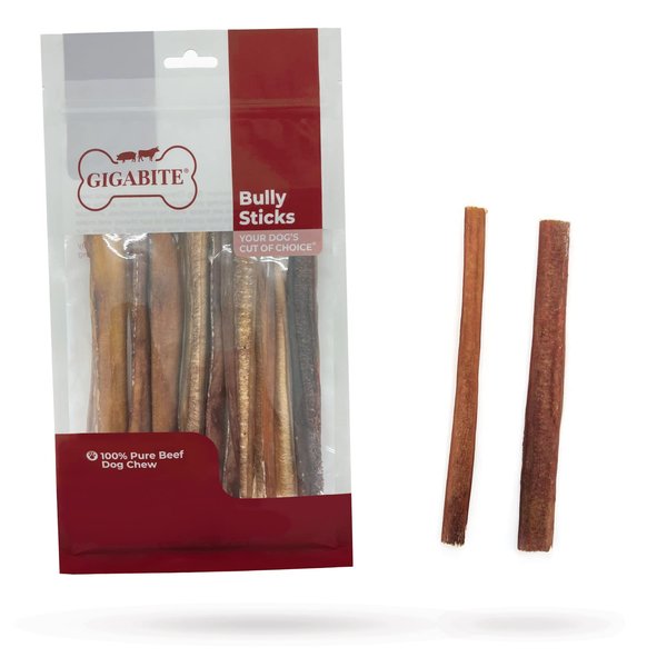 GigaBite 6 Inch Natural Odor Bully Sticks Treats (10 Pack) All Natural, Free Range Beef Pizzle Dog Chews – by Best Pet Supplies