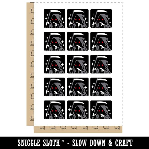 Cute Grim Reaper Pointing Temporary Tattoo Water Resistant Fake Body Art Set Collection - 15 2" Tattoos (1 Sheet)