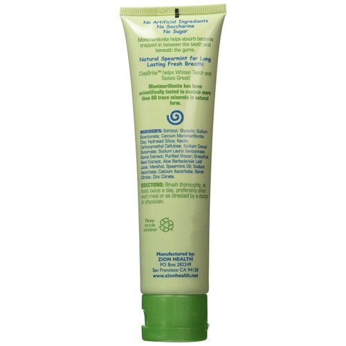 Zion Health Claybrite Natural Toothpaste, Natural Mint, 4 Ounce (Packaging may vary)