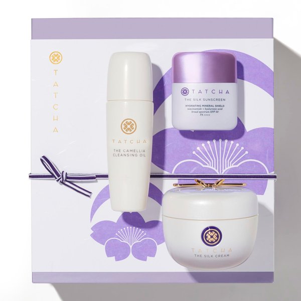 Tatcha Nourishing Care Set for Softer, Firmer-Looking Skin | Silk Cream, Mini Camellia Cleansing Oil, and Mini Silk SPF ($180 Value)