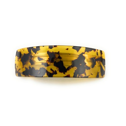 Dark Brown Amber barrette plastic marbled rectangle hair clip accessory 3.75 inches long over the curve