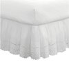 FRESH IDEAS Ideas Ruffled Eyelet Bed Skirt Dust Ruffle with Gathered Styling and Embroidered Details, 14" Drop Length, King, White
