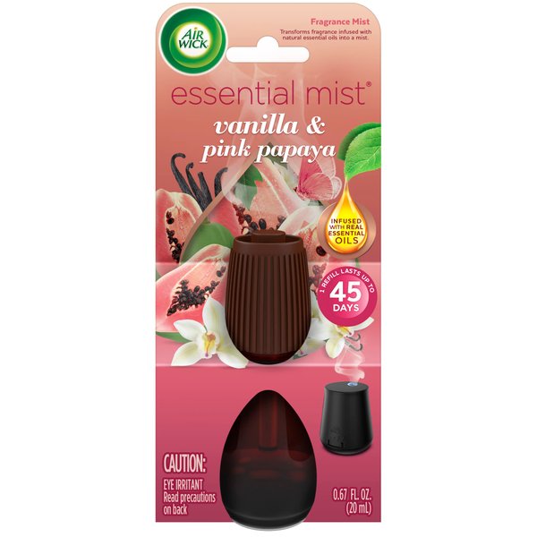Air Wick Essential Mist Refill, 1 ct, Vanilla and Pink Papaya, Essential Oils Diffuser, Air Freshener