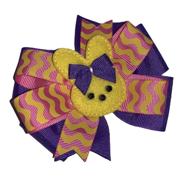 Peep Bunny Pinwheel Hair Bow 4"