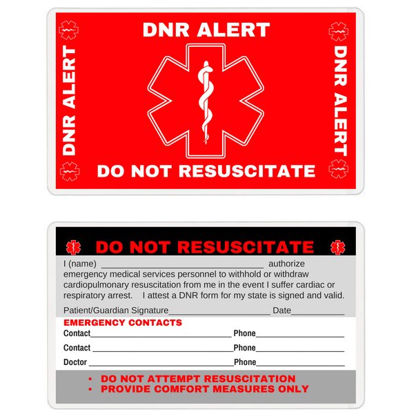 DNR Do Not Resuscitate Wallet Card (DNR-101) Quantity: (2)