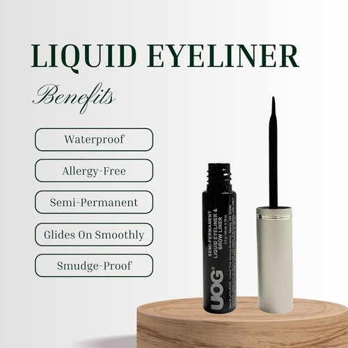 UOG Liquid Eyeliner and Eyebrow Liner. Waterproof, Semi-Permanent Smudge-Proof. Last Up To 7 Days. Glides On Smoothly, Allergy-Free, Flexible Precise Slender Tip, 5.0 mL/0.18 Fl oz