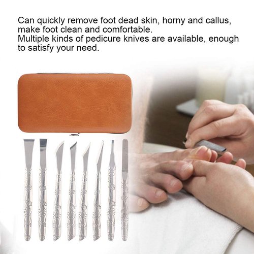 Watris Veiyi 8PCS Foot Shaver Pedicure Tool, Pedicure Knives Set, Stainless Steel Dead Skin Removal Kit, Foot File Callus Nail for Women Men Care Feet