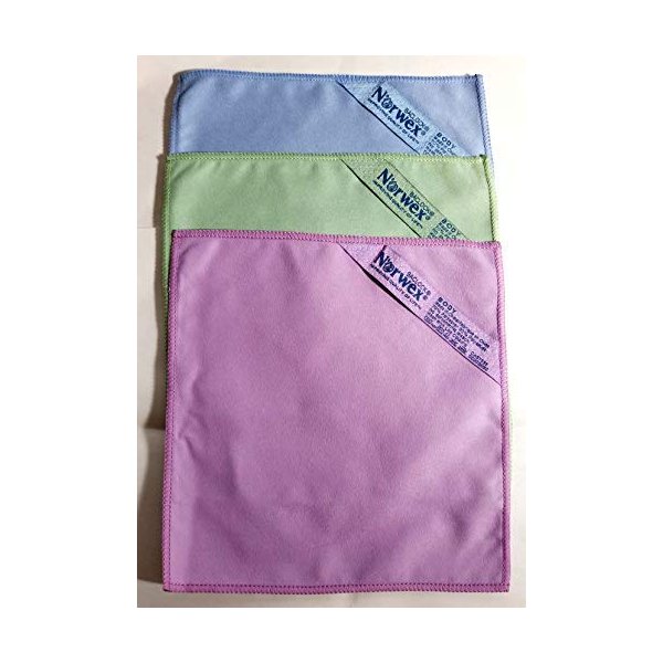 Norwex Suede Mke-up Remover Face Cloth Set),blue, purple and green (Pack of 3)